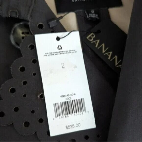 NWT Banana Republic 100% cotton gray eyelet scallop edge trench coat - Picture 5 of 8